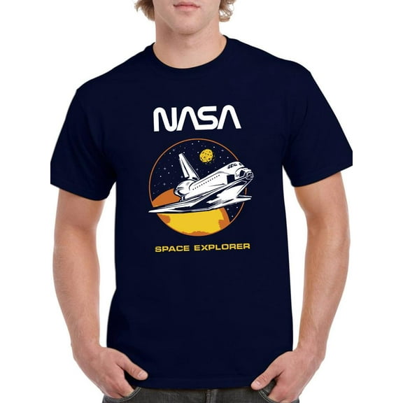 NASA Mens Graphic Tee - Space Explorer Shuttle - Regular Fit 100% Cotton