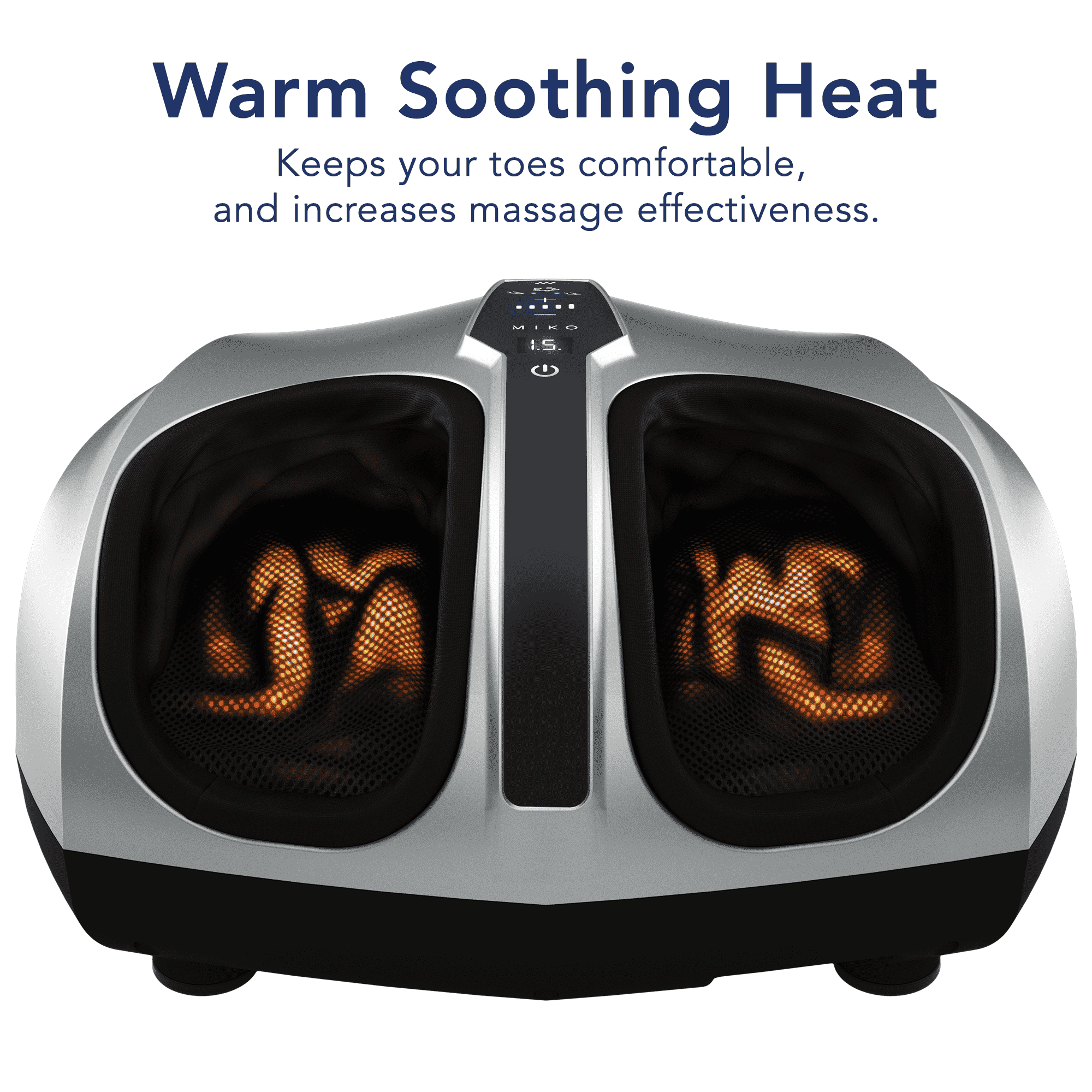 Miko Shiatsu Foot Massager Machine Kneading and Rolling with Heat and Pressure Settings, Silver, Includes 2 Remotes - image 4 of 7