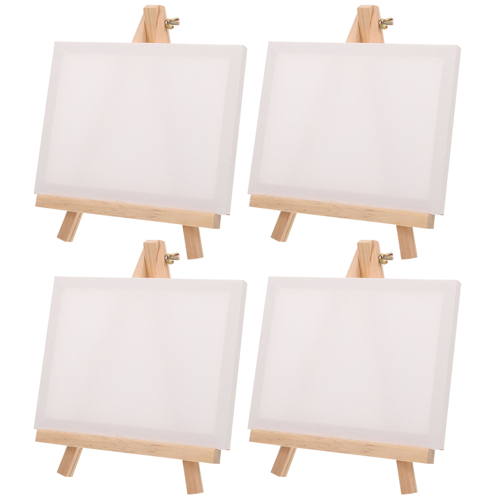 Worgeous  4 Sets Mini Canvas Canvases with Easel Kits Table Top Easels for Painting Child