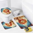 thumbnail image 4 of 4 Pieces Modern Lion Shower Curtain Set Funny Show Animal Rustic Picture on Non-Slip Rugs Toilet Lid Cover Bath Mat and Bathroom Curtain with 12 Hooks,72x72 Inch, 4 of 8
