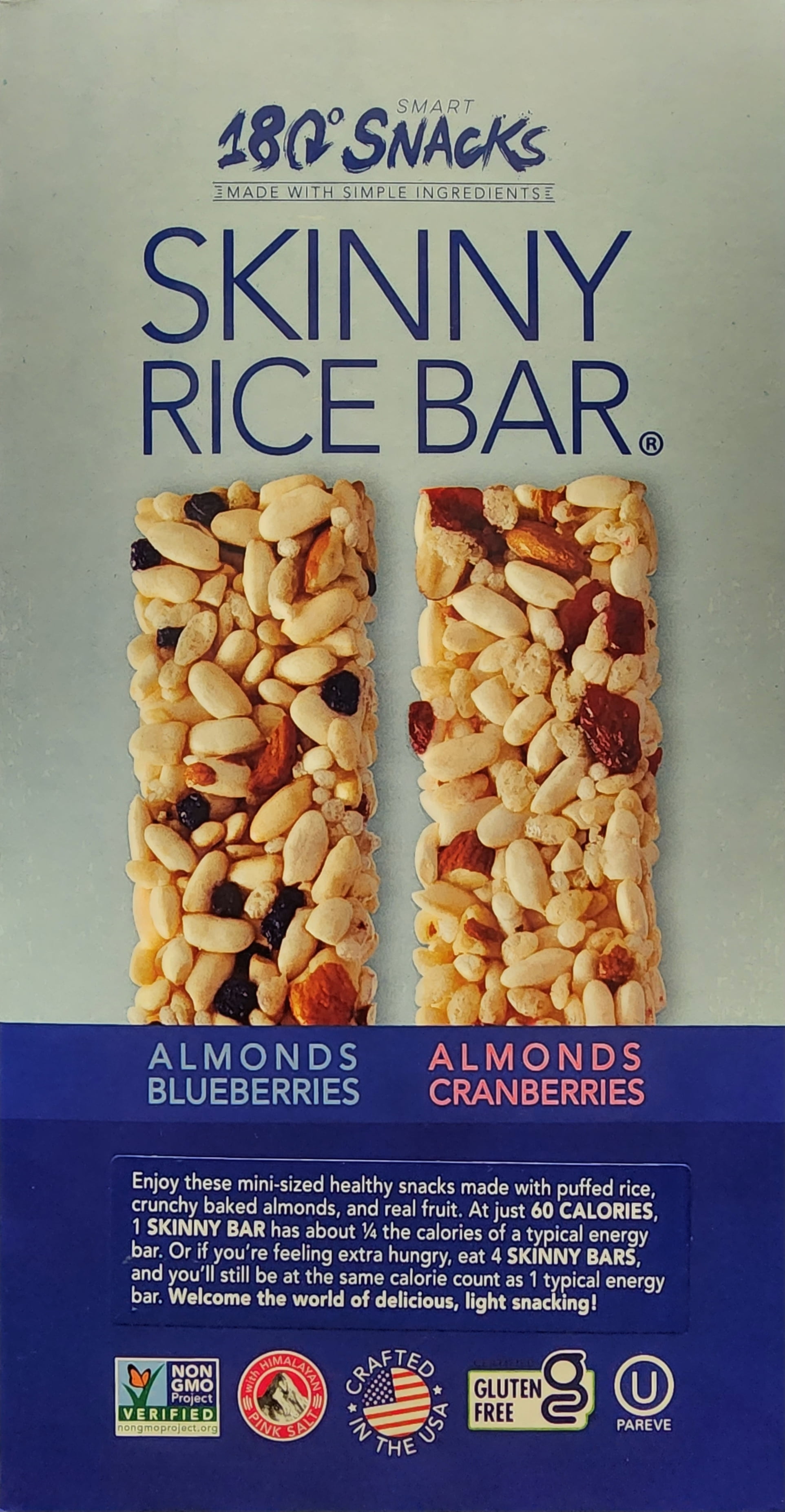 Buy 180 Snacks Skinny Rice Bar Pre-Meal Variety 2 Pack + 1 Crunch Bar (2  Cranberries + Cashew Crunch Bar) Online at desertcartKUWAIT