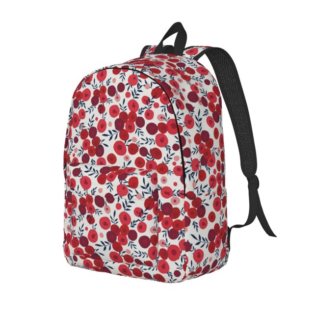 Balery Red Hawthorn Mochila Clásica Impresa Básica para Viaje, Mochila Escolar Resistente al Agua, Mochila de Lona con Correas Ajustables-Medium