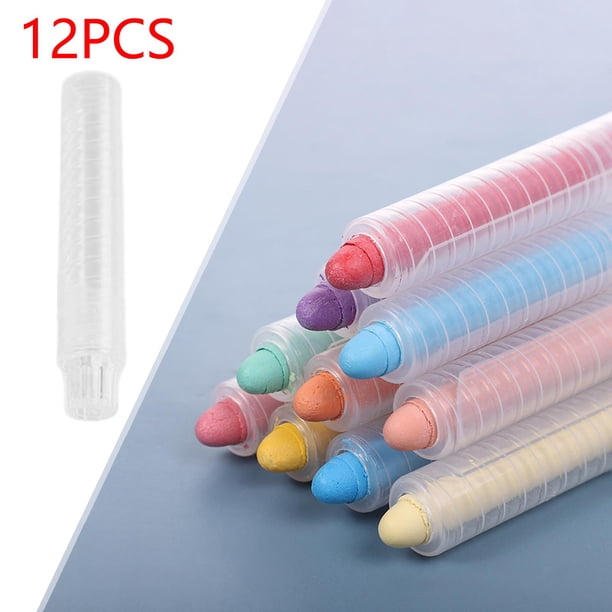 Lot De 12 Craies Lavables + Porte-craie – Couleurs Vives – Pour Tableau, Sol, Mur – Sans Poussière