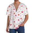 thumbnail image 3 of Gaeub Red coral and scallop seashell Men's Lapel Short Sleeve Shirt, Relaxed Fit Shirt, Soft and Breathable for Outdoors Party Travel - X-Large, 3 of 7