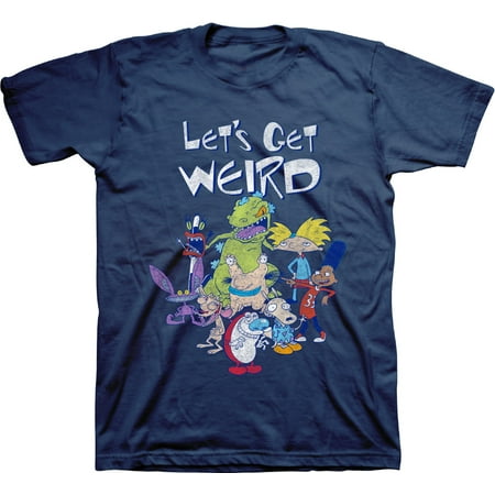 Mens Nickelodeon 90s Throwback Shirt - Retro Nick Group tee - Classic Nick Graphic T-Shirt (Athletic Navy, 3X-Large)