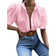 thumbnail image 3 of Gynyvoja Womens Summer Tops Cute Boho Blouses Beach Vacation Spring Outfits Eyelet Embroidered Clothes Pink L, 3 of 7