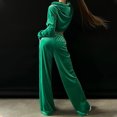 thumbnail image 4 of Gibobby Conjunto de Pantalones para Mujer Chándal de manga larga de lana para mujer, sudadera informal con capucha, pantalón de chándal, conjuntos de ropa de (Verde,CH), 4 of 5