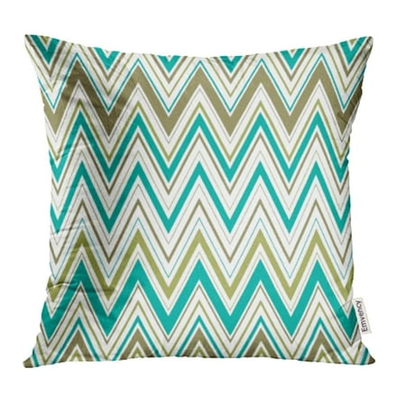 ARHOME Brown Africa Zigzag Teal Big Green Artistic Creative Elegant Ethnic Futuristic Line Pillow Case Pillow Cover 18x18 inch Throw Pillow
