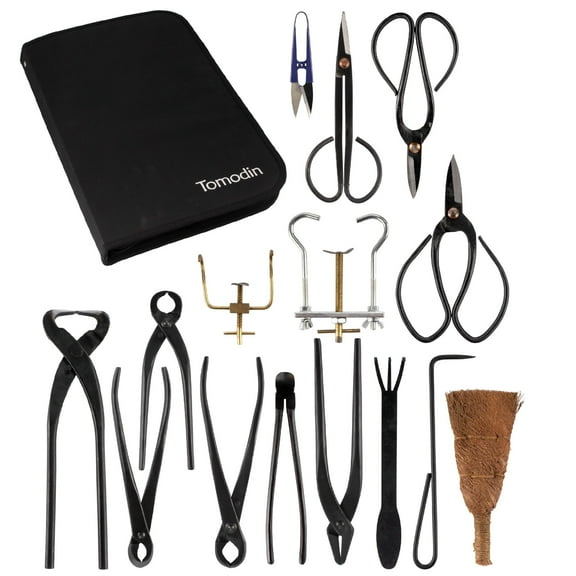 BambooMN Bonsai Kit 15pc Master Tool Set - Carbon Steel