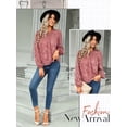 thumbnail image 5 of STARVNC Women Floral Print Crew Neck Half Sleeve Layered Keyhole Button Blouse, 5 of 7