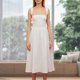 thumbnail image 4 of Vestido de fiesta con corsé para mujer Vestido a media pierna con tiras y ribete de encaje Vestidos sencillos y fluidos de una línea FLhrweasw Nuevo, 4 of 7