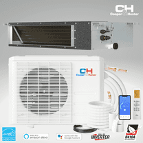 Cooper & Hunter 12000 BTU 230V Slim Ducted Mini Split Heat Pump Air Conditioner 16ft Kit Cover 550 Sq Ft