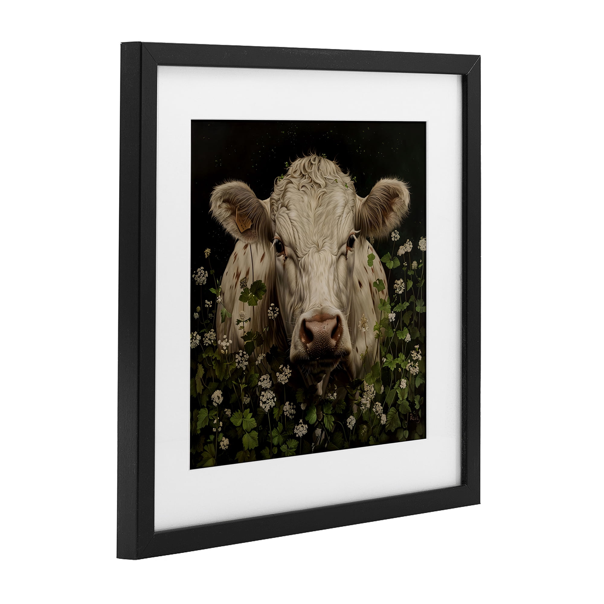 Stupell Industries Cow in the Green Meadow Black Framed Print Under Glass, design by Creative Studio