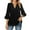 Black, variant on Women Shirts Women's Fashion Casual Seven Point Flared Sleeve Double Chiffon Waist Solid Color V Neck Top