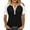 Black, variant on Women's Tops Summer S-5XL Button Notch V Neck Color Block Shirts Tops Casual Drop Shoulder Comfy Blouse
