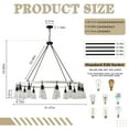 thumbnail image 4 of 16 Lights Modern Farmhouse Wagon Wheel Chandelier with Seeded Glass, Adjustable Rustic Pendant Light for Dining Room, Kitchen Island, Entryway, 4 of 8