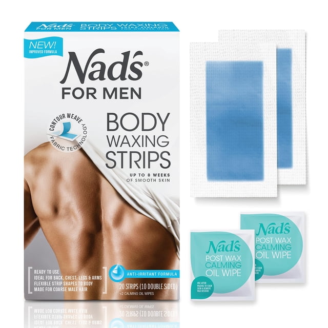 Kit de depilación corporal Wax Strips Nad's para hombre con 20 tiras