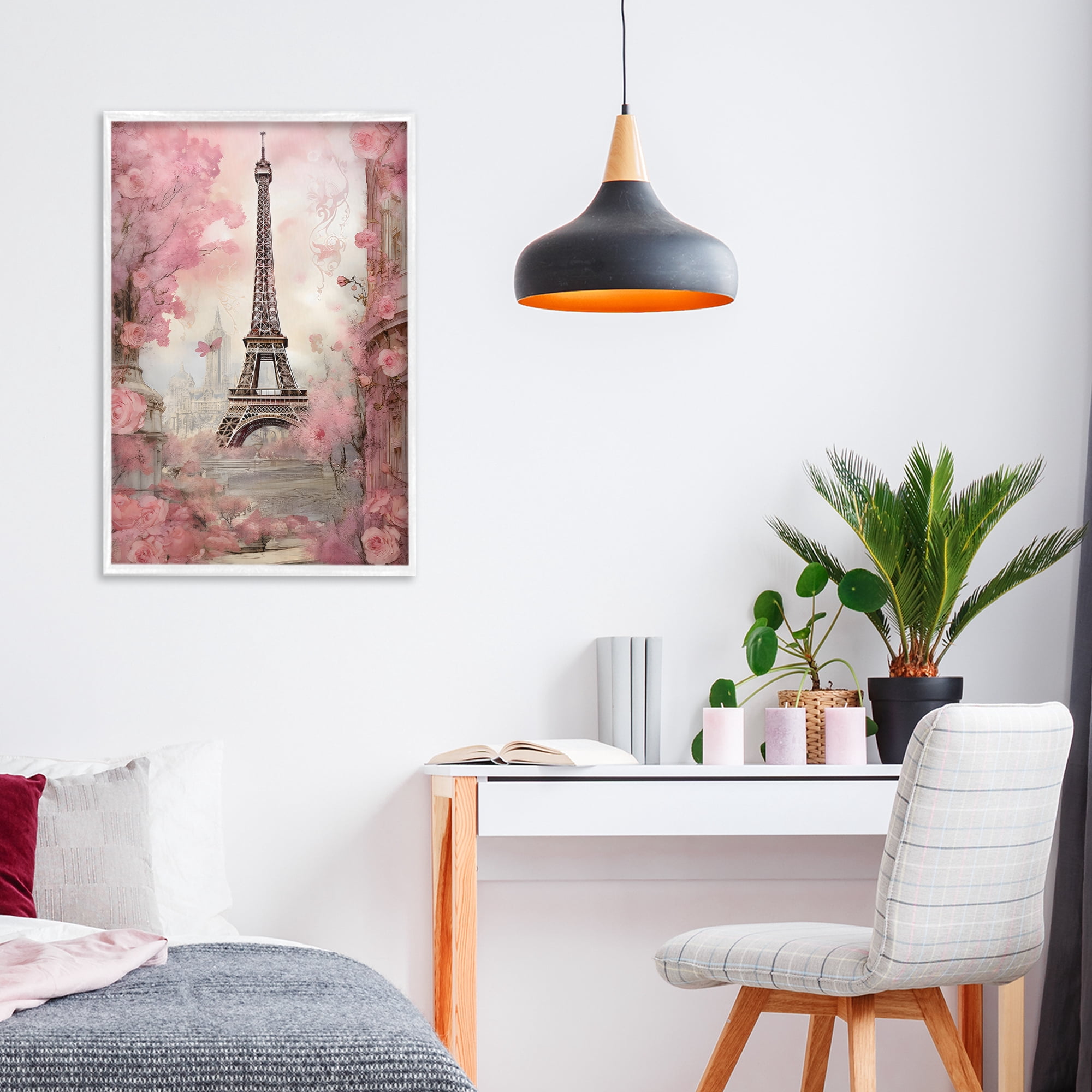 Stupell Industries Paris City View in Bloom White Framed Giclee Art, design by Creative Studio