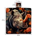 thumbnail image 2 of Rhinoceros Extra-Large Canvas Picnic Mat for Outdoor Beach Camping - Waterproof, Foldable & Portable - Family Size Rug with Carry Handle & Corner Loops for Easy Setup - 200x150cm, 2 of 6