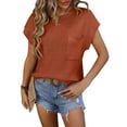 thumbnail image 1 of Zoeecloth T-Shirt Tricoté à Manches Courtes pour Femmes, Col Rond, Été, Décontracté, Léger, S-TG, 1 of 8
