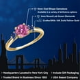 thumbnail image 2 of Gem Stone King 10K Yellow Gold Pink Moissanite and Blue Created Sapphire 3-Stone Ring for Women | 1.08 Cttw | Round 6MM | Gemstone Birthstone | Size 7, 2 of 6