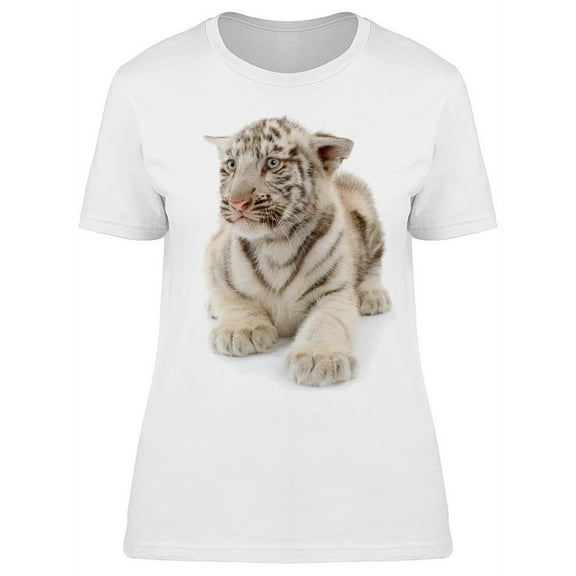 White Tiger Cub Adorable  T-Shirt Women -Image by Shutterstock, Female x-Large