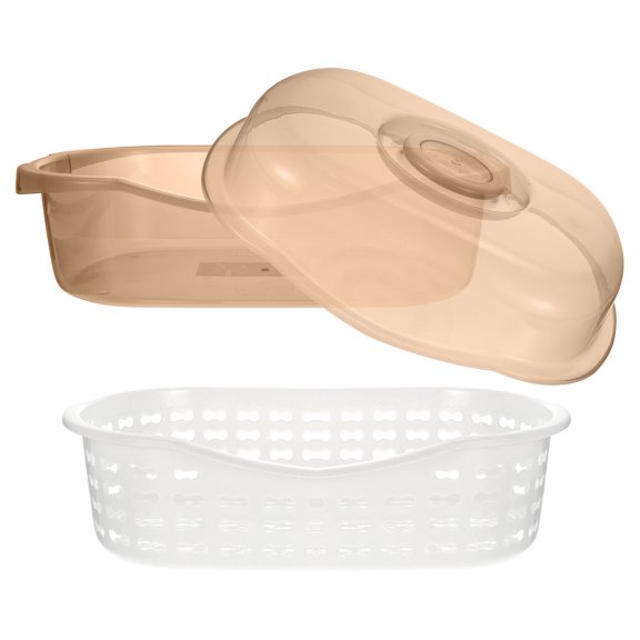 OUNONA Kitchen Khaki Double-Layer Drain Basket Versatile Storage Container
