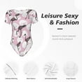 thumbnail image 5 of Haiem Pineapple Flamingo Women's Crew Neck Short Sleeve Bodysuit Tops Stretchy Slim Basic-Small, 5 of 8