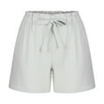thumbnail image 4 of Jinhomg Summer Shorts for Women Cotton Linen Shorts Workout Lounge Shorts Belted Ruffle Stylish Shorts High Waisted Casual Shorts with Pockets Limited Time Deal Gray XXL, 4 of 6