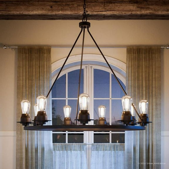 Urban Ambiance Luxury Farmhouse Chandelier, Size: 34-1/2"H x 36"W, with Transitional Style Elements, Charcoal Finish, UHP2245