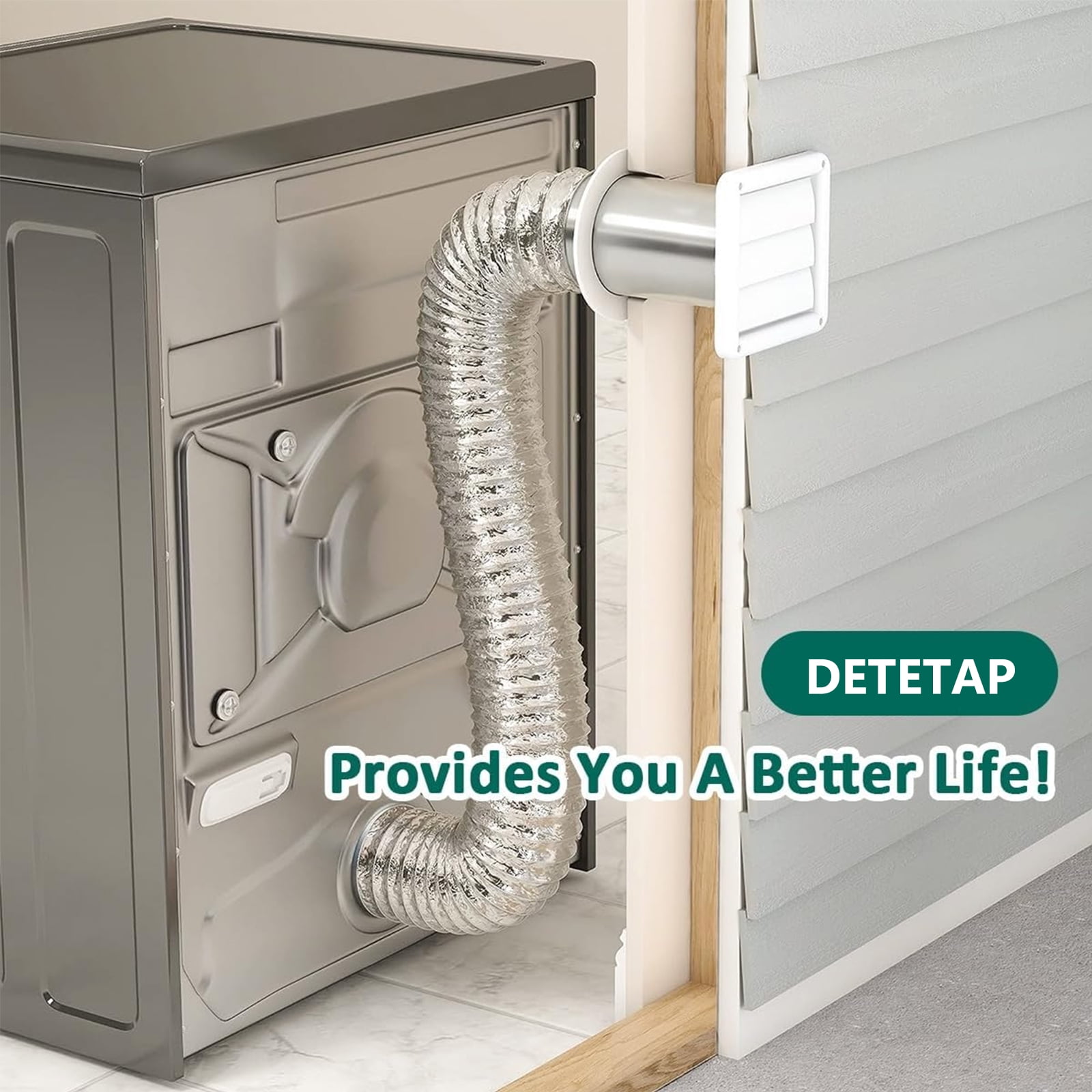 Detetap Vent Louvered Weather-Resistant Outdoor Plastic Dryer Vent Cover for 4 inch Pipe, UV Protection for Maximum Airflow Efficiency & Long-Lasting Durability，Includes 4 Screw (White)