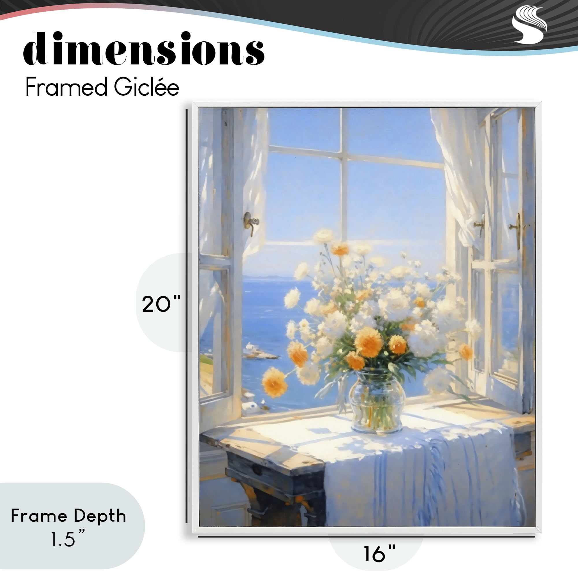 Stupell Industries Floral Window View of Sea White Framed Giclee Art, design by Creative Studio