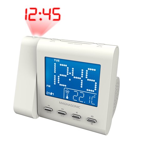Magnasonic Projection Alarm Clock with AM/FM Radio, Battery Backup, Auto Time Set, Dual