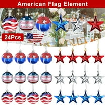 24Pcs Independence Day Ornament, 4th of July Ornaments Patriotic Hanging Balls Christmas Tree Wall Indoor Outdoor Decoration American Flag, Stars, Veterans Day USA Themed Party Decor Supplies