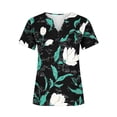 thumbnail image 3 of Blusas para las Mujeres Casual Impreso Manga Corta V-Cuello Botón de Moda, Poliéster Toda la Temporada, 3 of 5