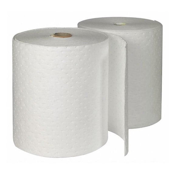 Brady Sorbent Roll, 70 gal, 19 in x 144 ft, Oil, White, Polypropylene SPC152