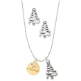 thumbnail image 1 of Delight Jewelry Goldtone Je T'aime Disc Silver tone Zig Zag Christmas Tree Charm Necklace and Stud Earrings, 1 of 4