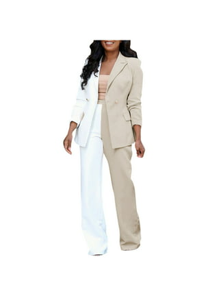 Smihono Women's Fashion Midi Blazer Suit Coat Double Breasted Flash Picks Button Long Sleeve Womens Suit Solid Business Trendy Work Lapel Collar