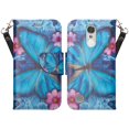 thumbnail image 2 of LG K4 (2017) | LG Fortune | LG Phoenix 3 Case, Wrist Strap Magnetic Fold[Kickstand] Pu Leather Wallet Case with ID & Credit Card Slots - Blue Butterfly, 2 of 4