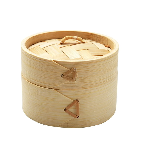ENJOYW Bamboo Steamer Eco-friendly Chinese Style Primary Natural Handmade Steam Basket for Home Bamboo Steamer