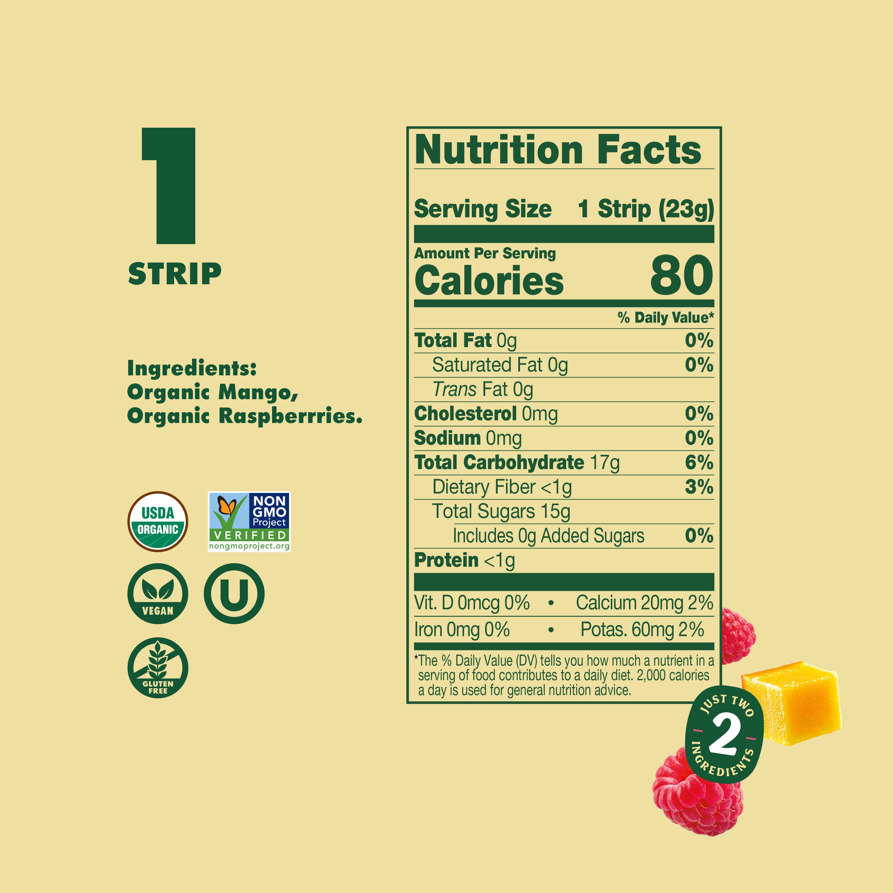 Solely Mango & Raspberry Organic Fruit Snack Jerky, 0.8 oz