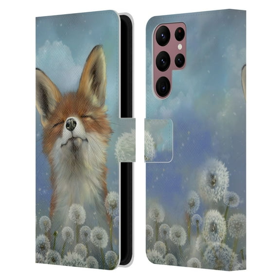 Head Case Designs Officially Licensed Ash Evans Animals Dandelion Fox Leather Book Wallet Case Cover Compatible with Samsung Galaxy S22 Ultra 5G