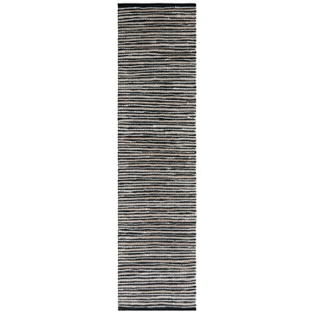 SAFAVIEH Vintage Leather Augustin Striped Runner Rug  Black/Ivory  2 3  x 9