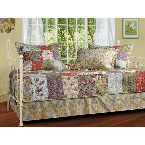 Details about   Luxury Home Collection 5 Piece Daybed Quilted Reversible Coverlet Bedspread Set 