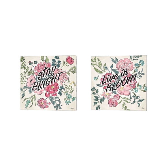 Metaverse Janelle Penner 'Live in Bloom B' Canvas Art (Set of 2)