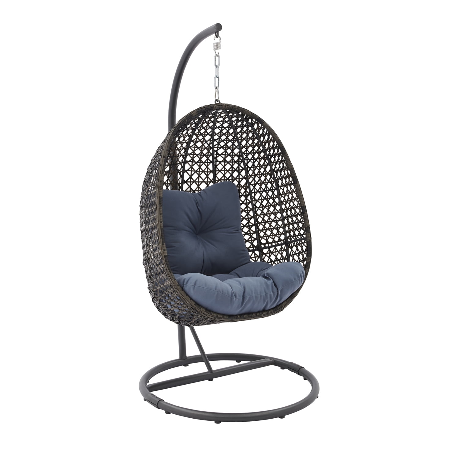 Outdoor Wicker Hanging Chair With Stand Hand Woven Wicker Egg Open