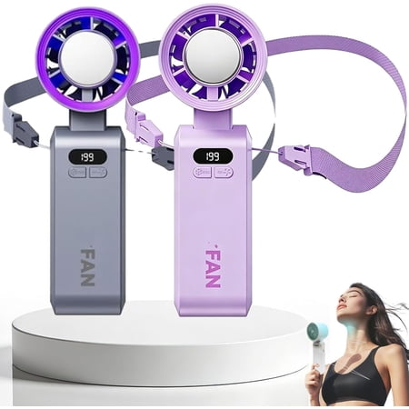 2026 Upgraded Chillbreeze Portable Turbo Fan, Chillbreeze Pro, Chill Breeze Portable Fan Ac, Handheld with Ice Cooler, Speed (1-199) Rechargeable for Travel/Outdoor/Home/Office (Gray+Purple)