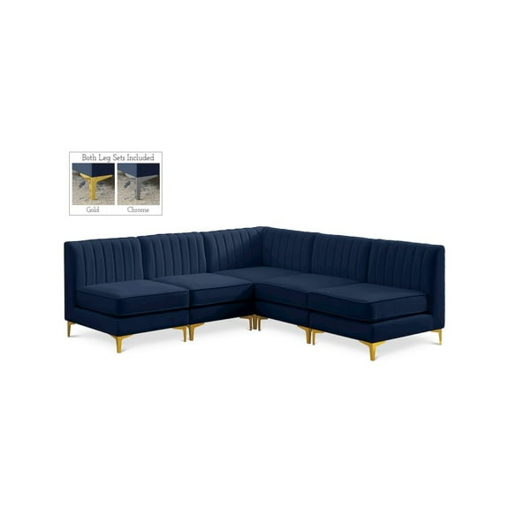 Meridian Furniture Alina Navy Velvet Modular Sectional
