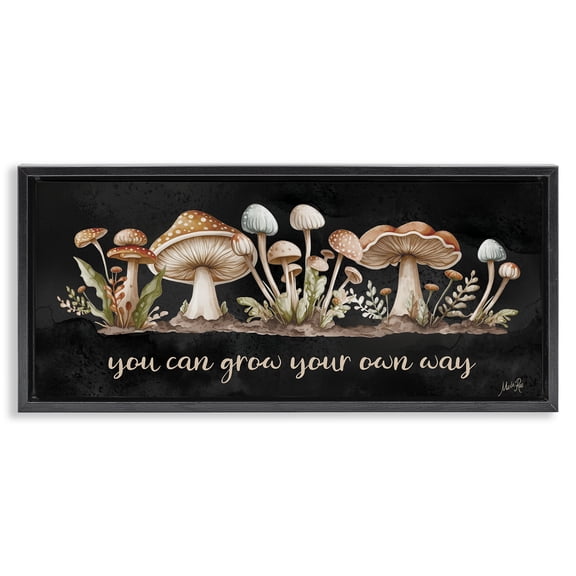 Stupell Industries Grow Your Own Way Quotes and Sayings Painting Black Floater Framed Canvas Art Print Wall Art, 25 x 11