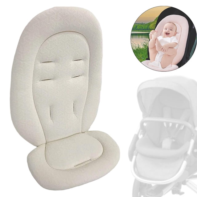 Cojín para asiento de cochecito, colchoneta reversible, transpirable, universal, antideslizante, colchón para carrito Beige